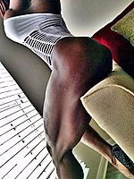 super hot ebony female bodybuilder mistress treasure in ripped contest shape